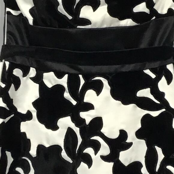 WHBM White House Black Market Strapless Satin Velvet Black White Mini Dress sz 0 - Picture 9 of 14